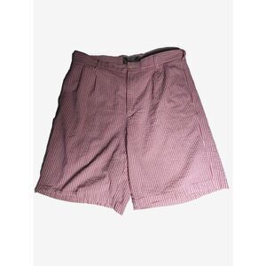 Vintage Charleston Twills Pleated Front 36 Pinstriped Red/Pink/White Shorts VTG